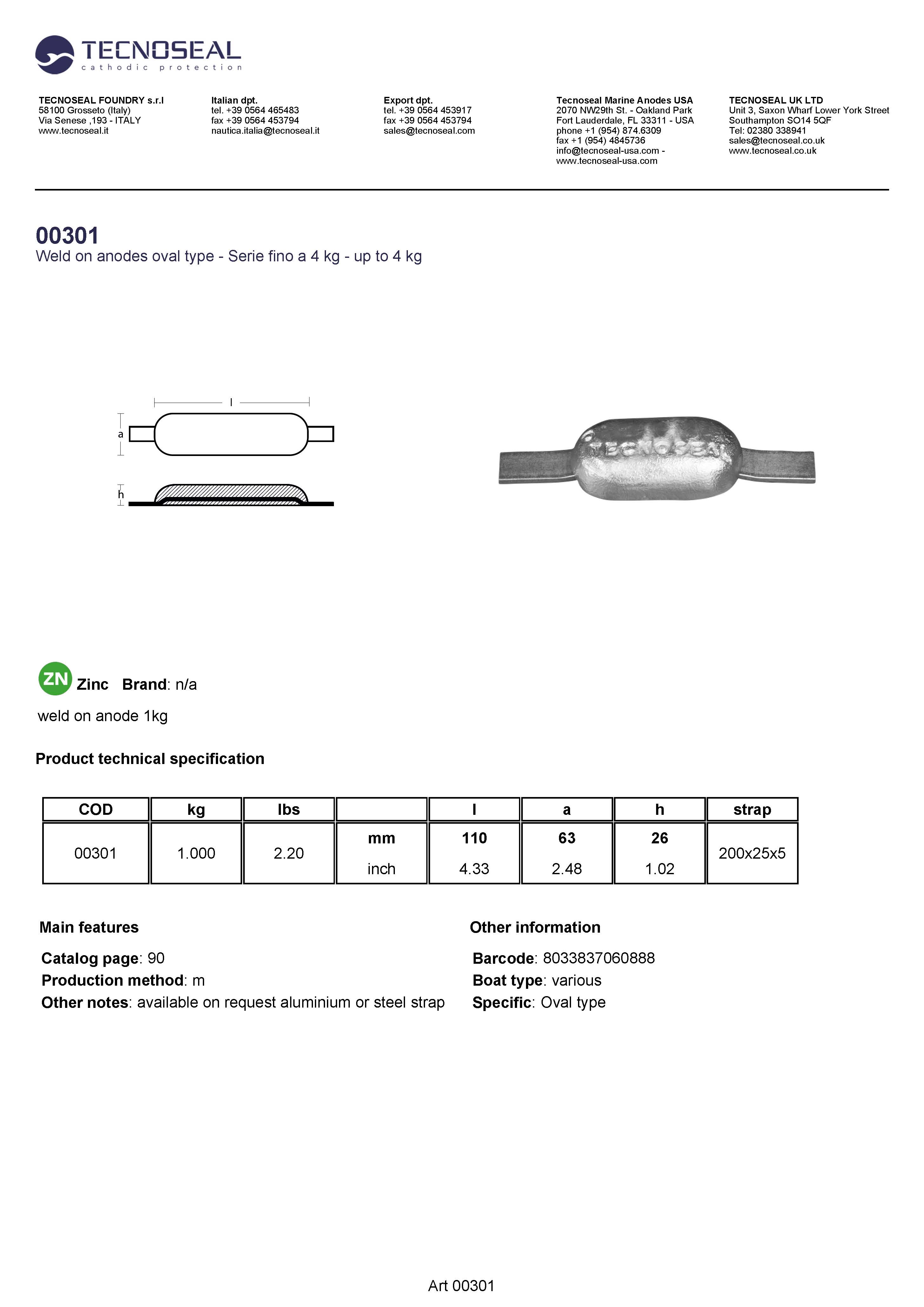 weld on anode 1kg - 00301 - 00301
