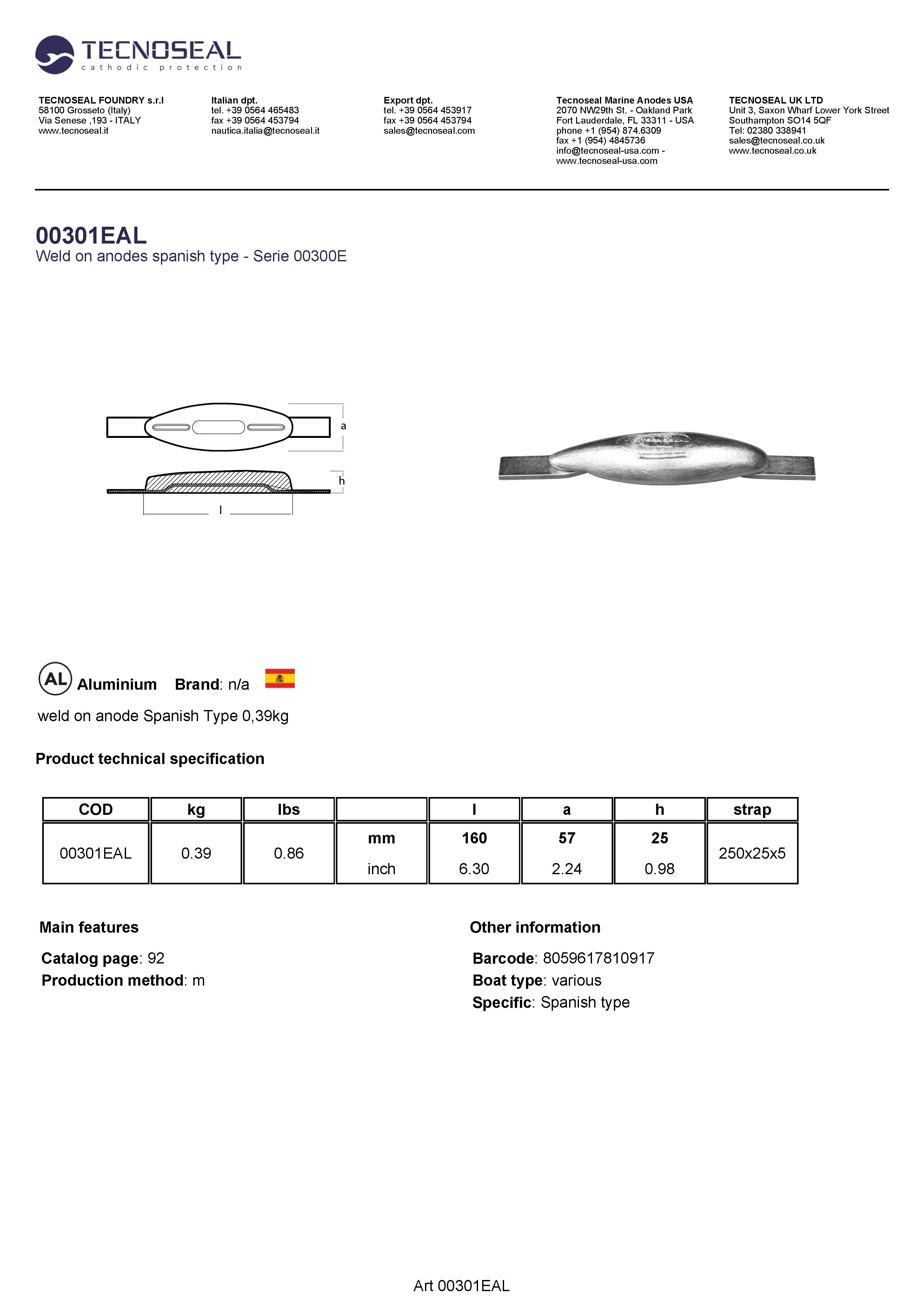 weld on anode Spanish Type 0,4kg - 00301eal 1 - 00301EAL