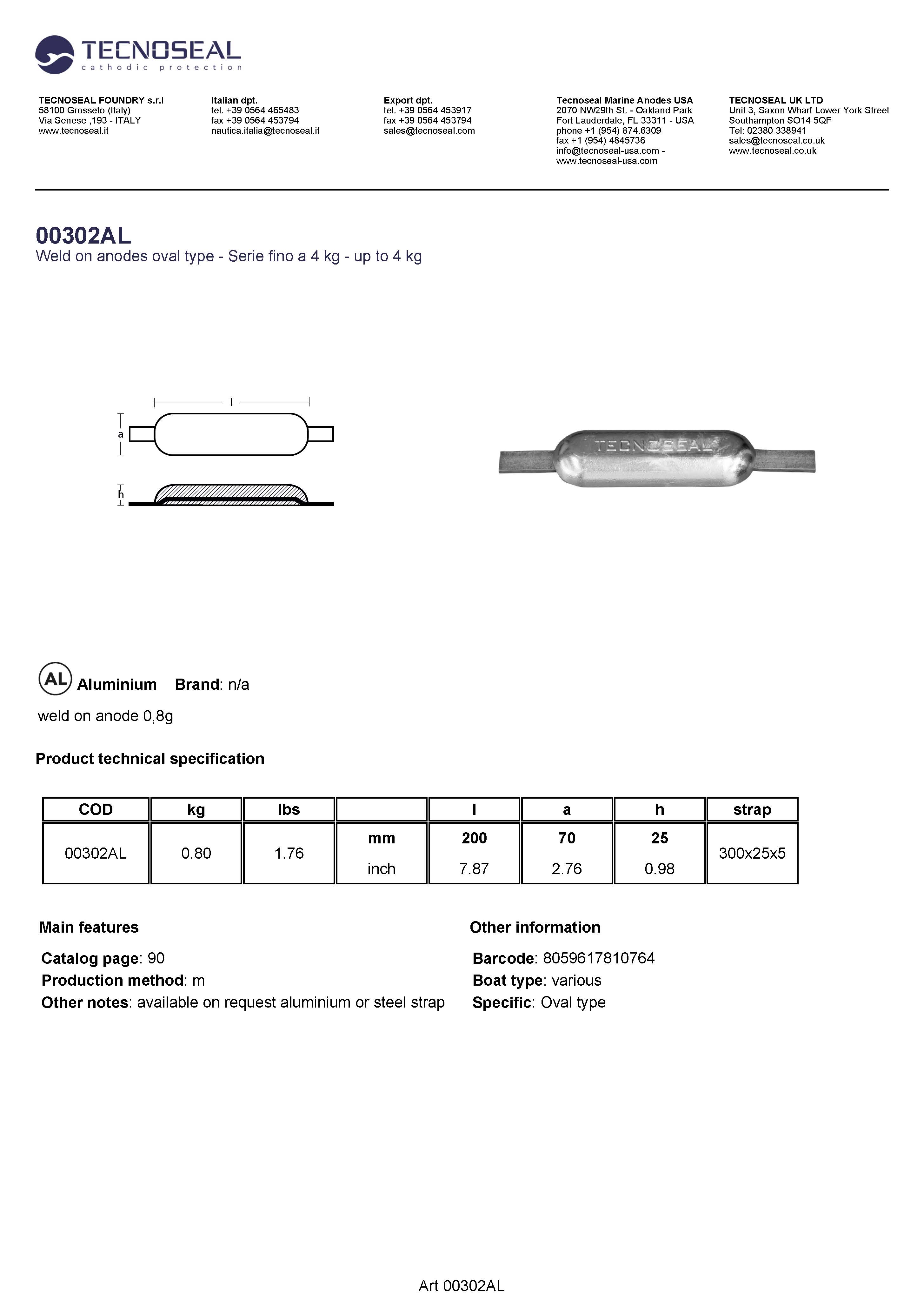 weld on anode 0,8kg - 00302al 1 - 00302AL