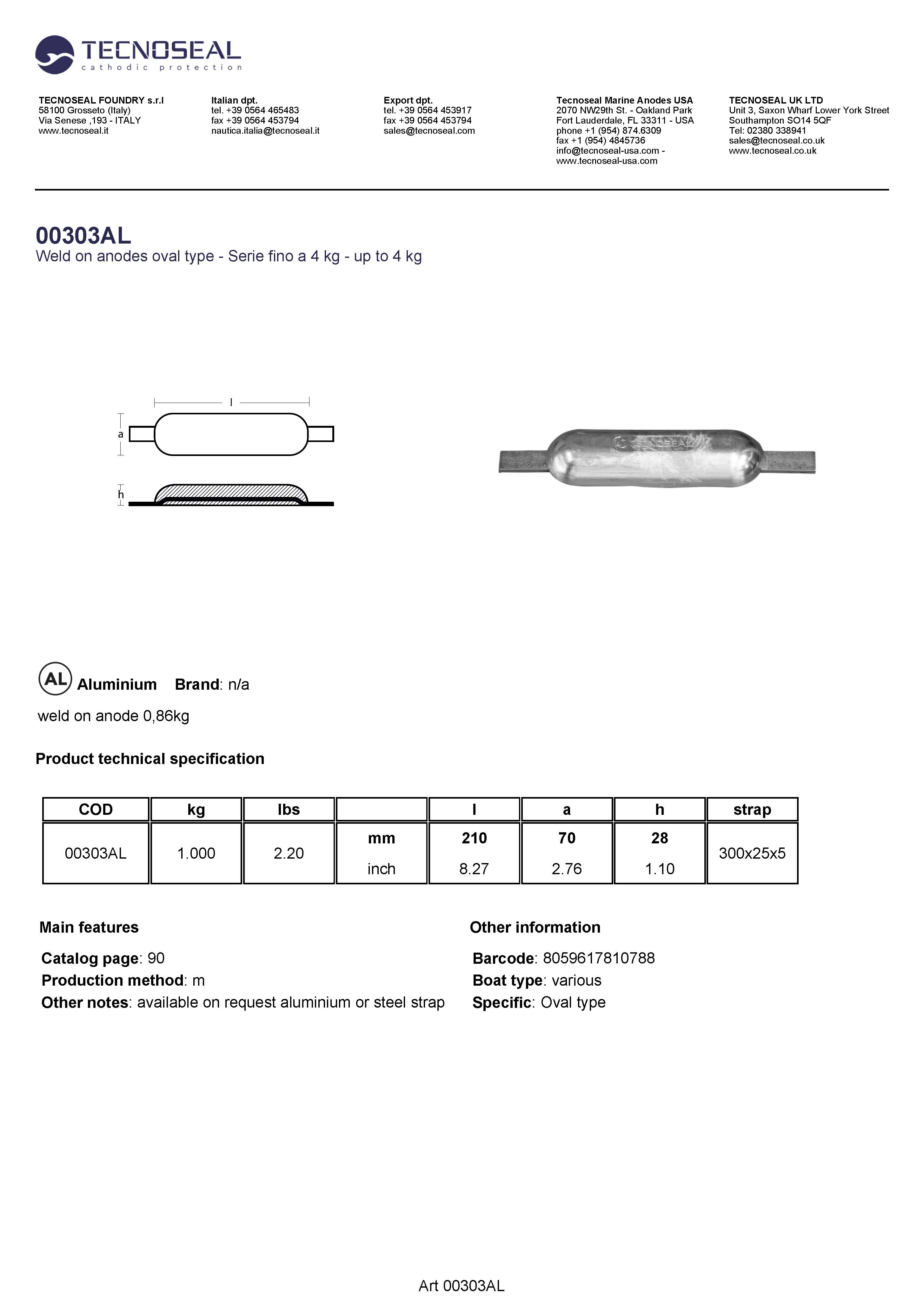 weld on anode 1kg - 00303al - 00303AL