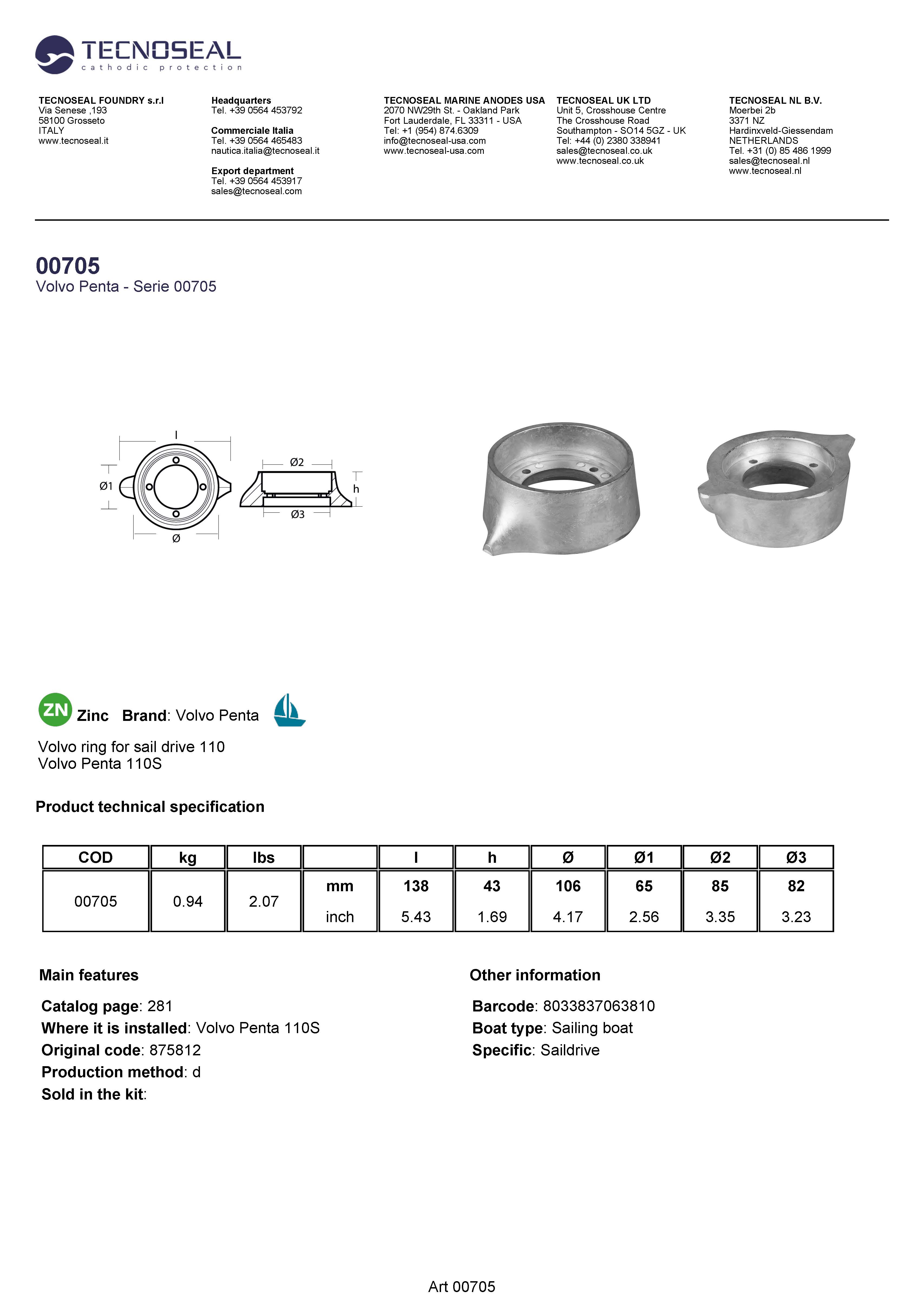 Volvo ring for sail drive 110 - 00705 - 00705