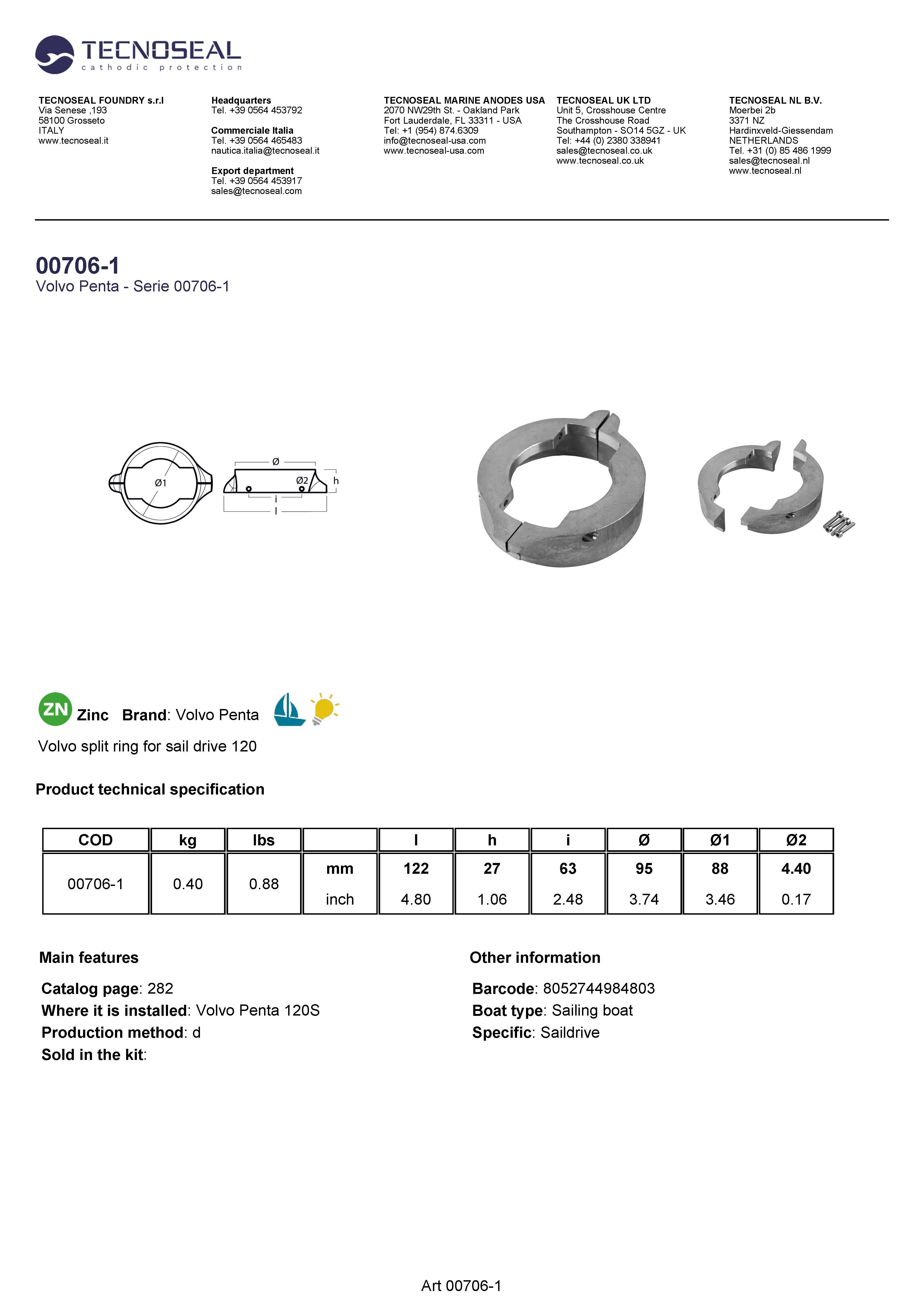 Volvo split ring for sail drive 120 - 00706 1 - 00706-1