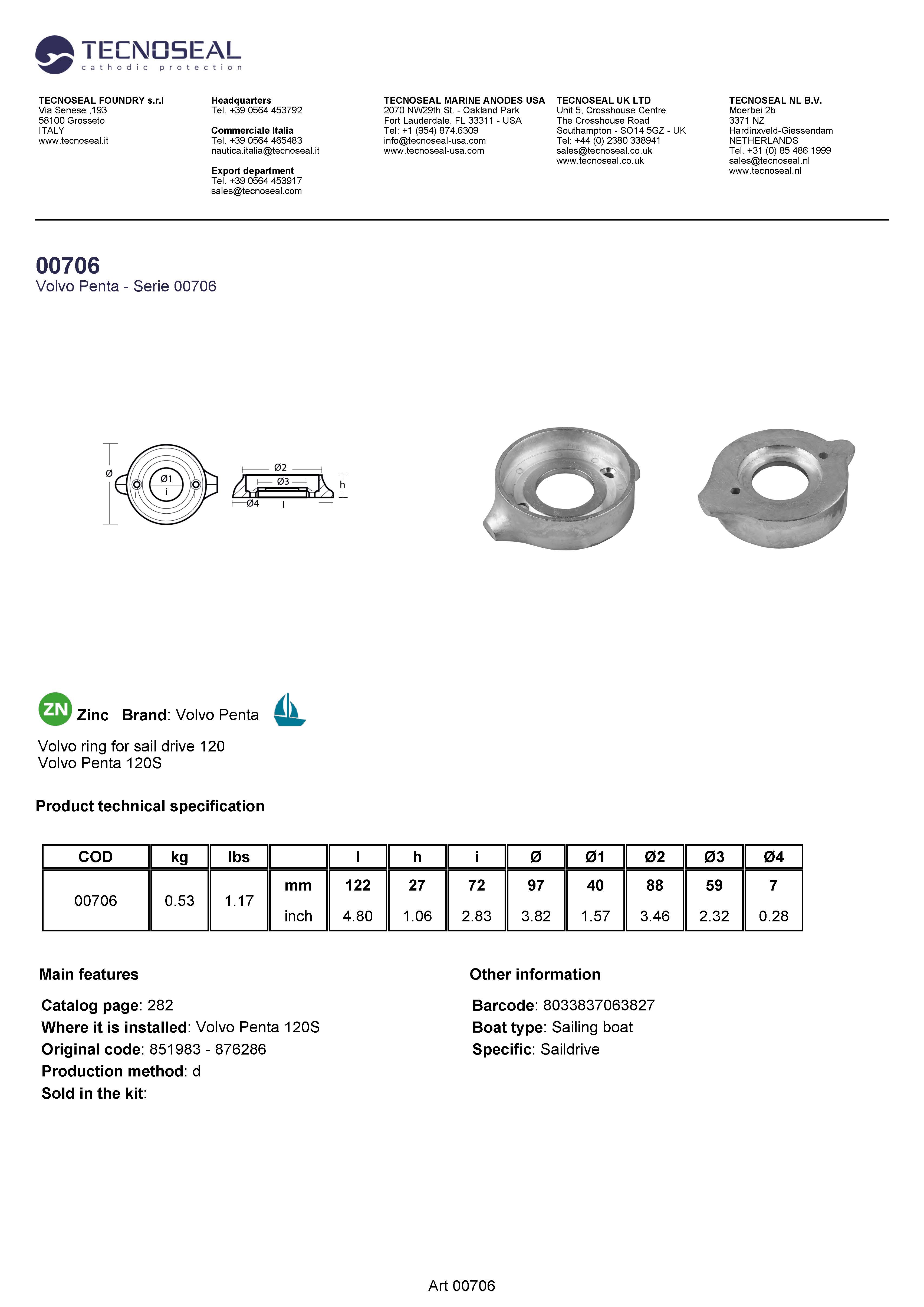Volvo ring for sail drive 120 - 00706 - 00706