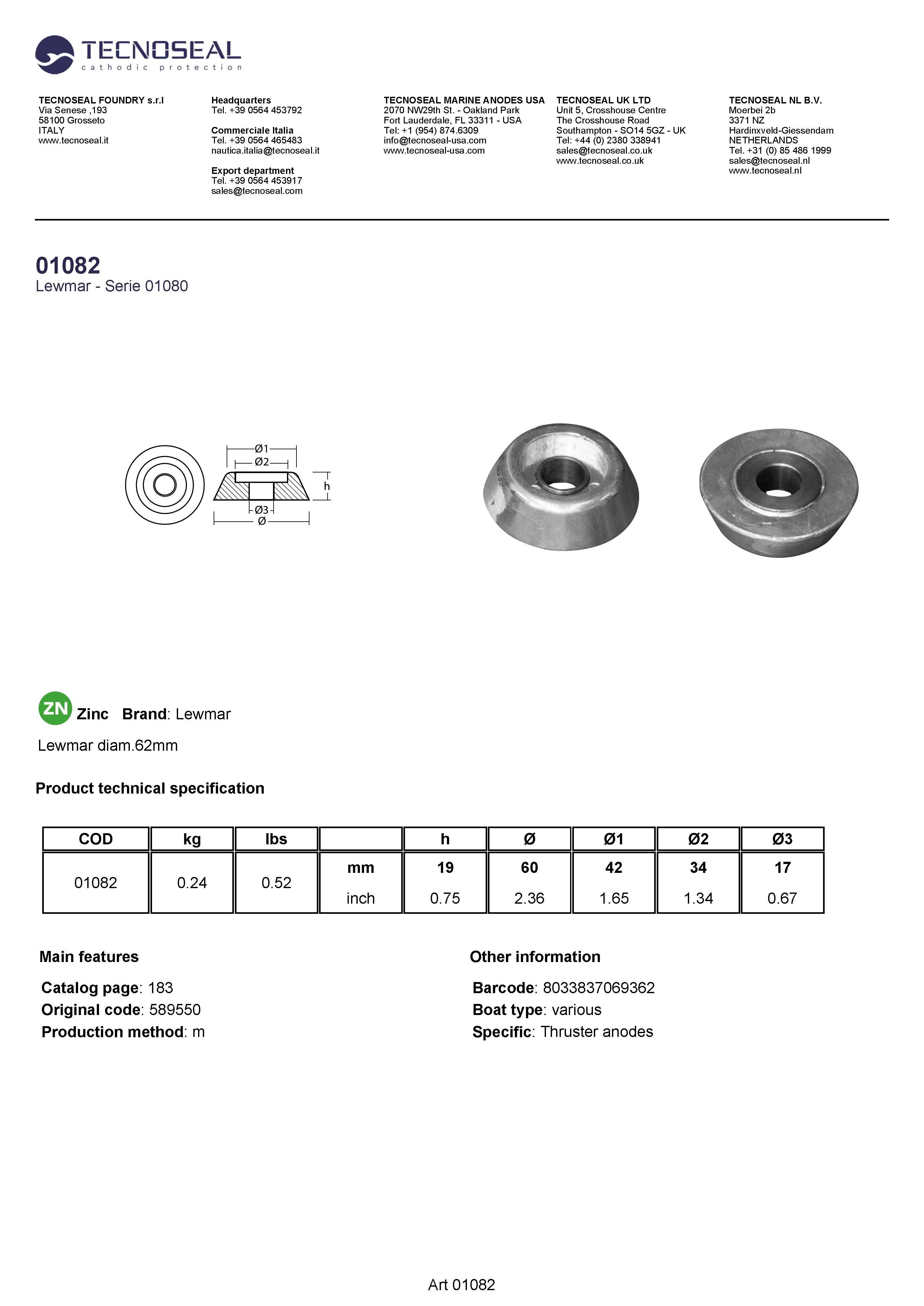 Lewmar diam.62mm - 01082 1 - 01082